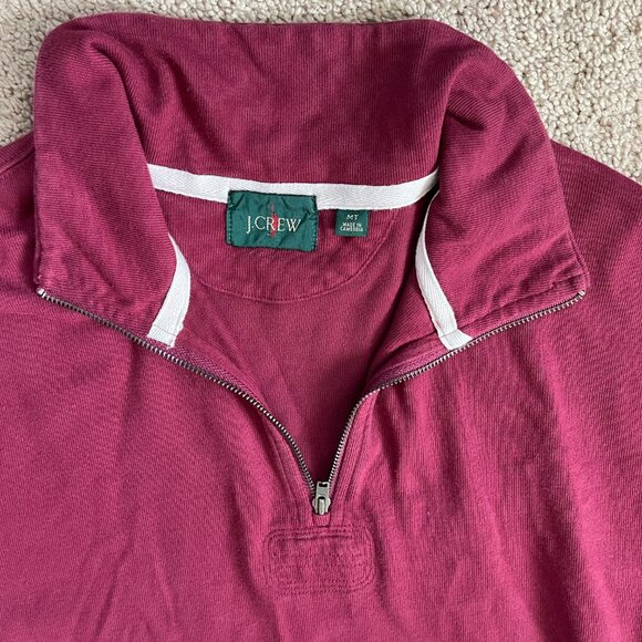 J Crew Reimagined Vintage Inspired 1/4 zip Elbow Patches Mens M TALL Preppy Red - Picture 6 of 9